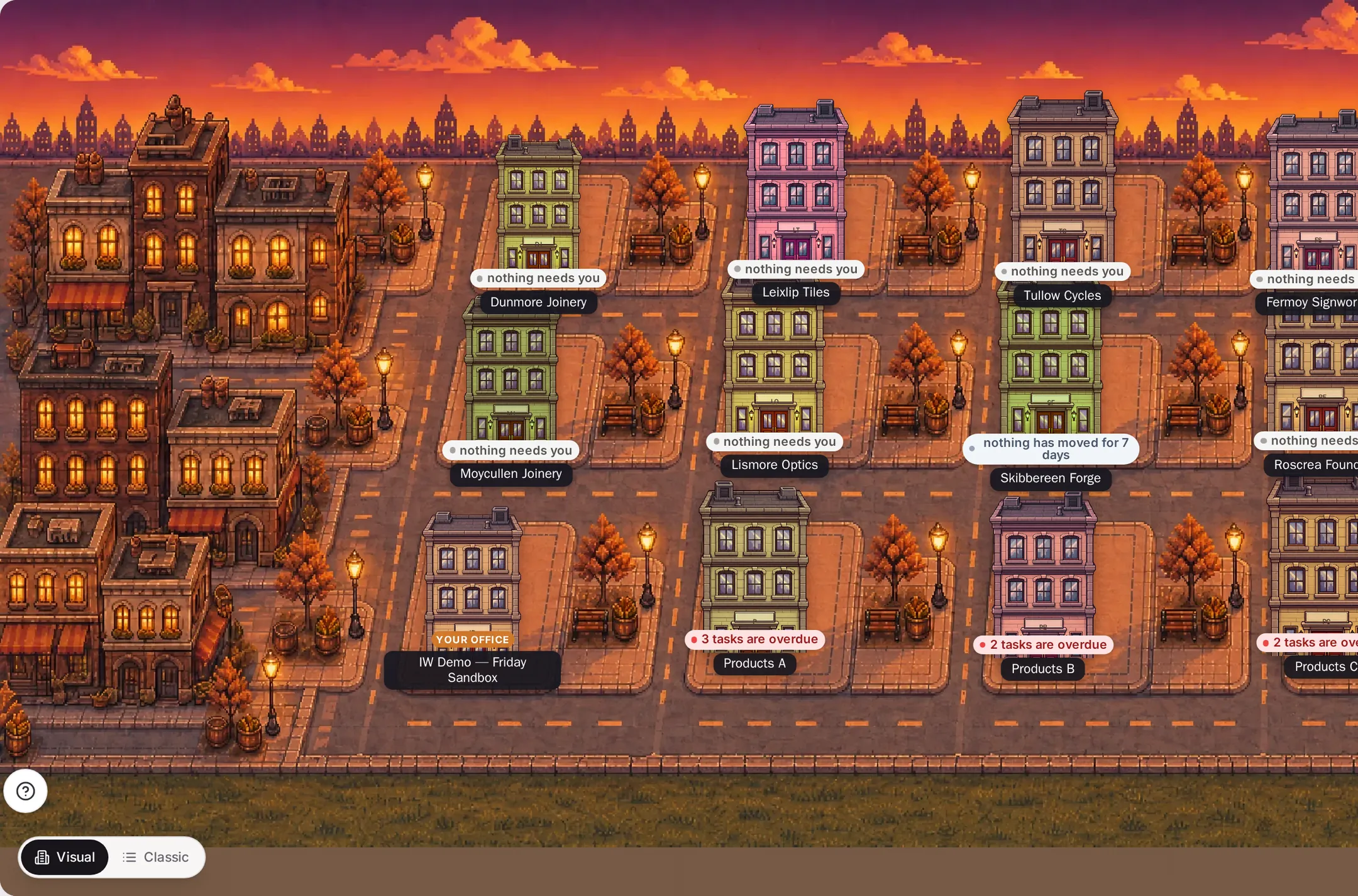 Your street — real product, demo data.