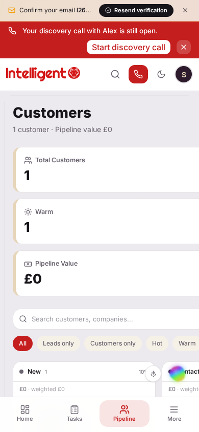 The Pipeline board on a phone, scrolling horizontally between stage columns