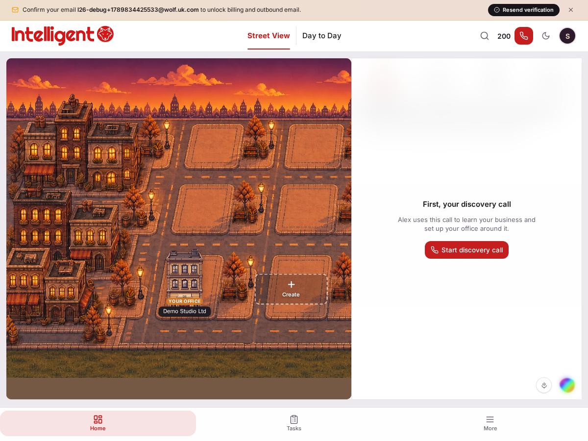 Street view after signup, showing the new business's first building on the street